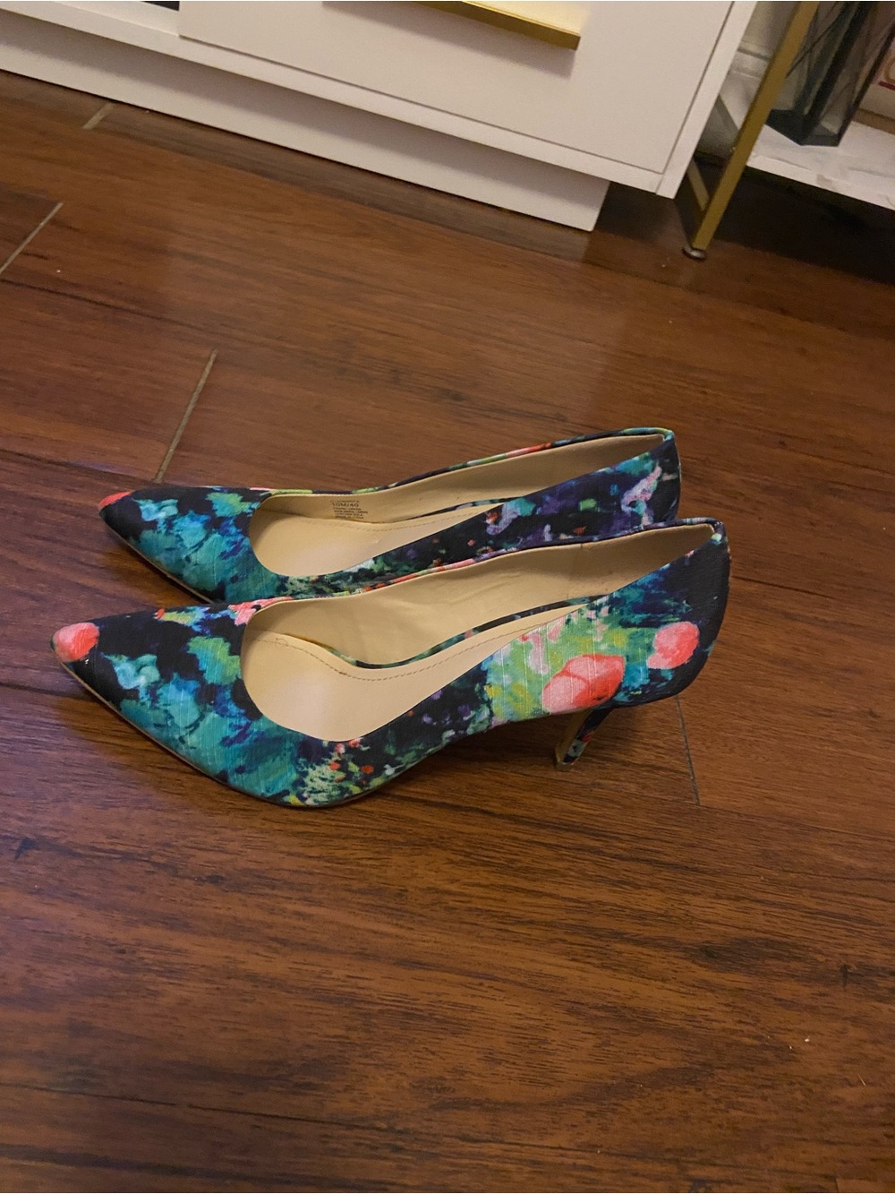 BCBGeneration Floral Pointed Pumps in Teal, Navy & Coral